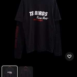 Travis Scott Black Long Sleeve Tee with Red Accents